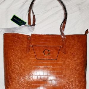 C. Wonder Brown Croc faux Leather Tote Bag Purse B